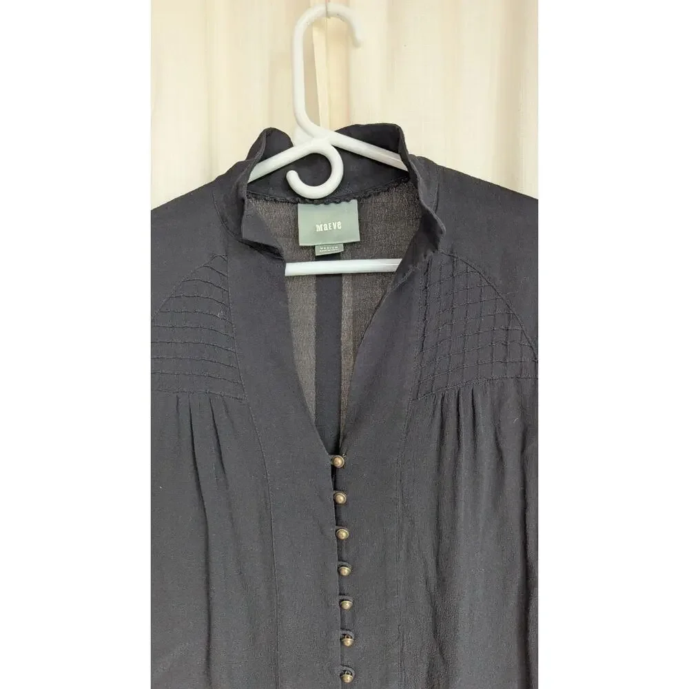 Anthropologie Maeve Ceycan Tunic M Retails $150 Black Flowy Goth Boho - Picture 4 of 11